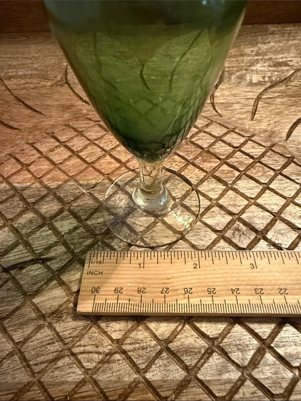 Vintage Green Ruffled Glass Vase - Picture 3 of 6